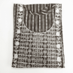 Women's Espresso Brown Striped Embroidered Cotton Kurti - Size L