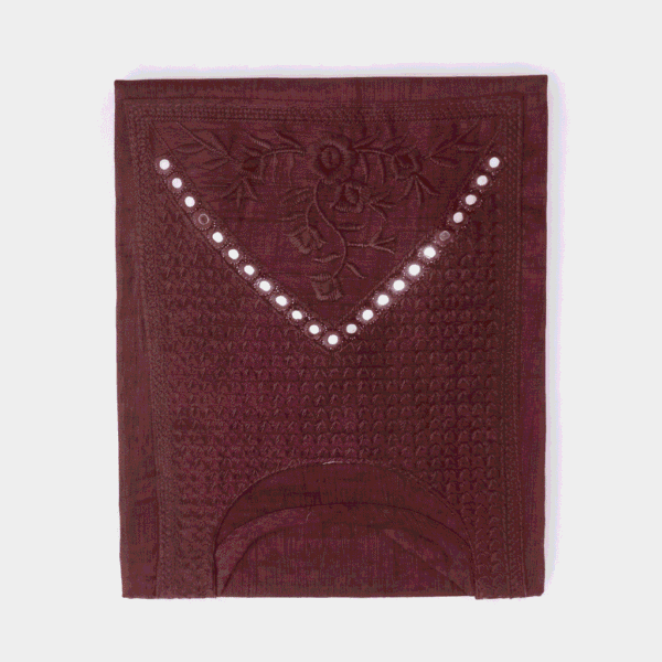 Women's Maroon Mirror-Embroidered Cotton Kurti - Size L