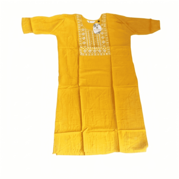 Women's Mustard Yellow Embroidered Cotton Kurti - Size 3XL
