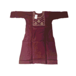 Women's Maroon Gold-Embroidered Cotton Kurti - Size XL