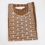 Women's Caramel Brown Striped Embroidered Cotton Kurti - Size L