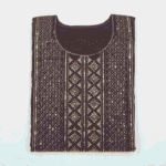 Women's Deep Plum Gold-Embroidered Cotton Kurti - Size L