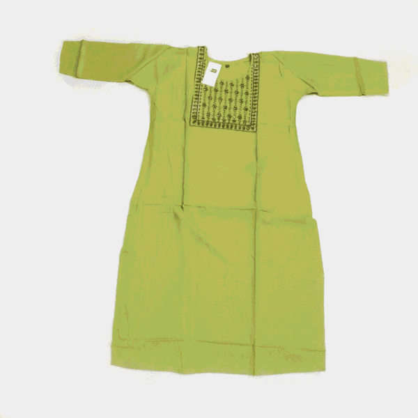 Women's Olive Green Embroidered Cotton Kurti - Size XL